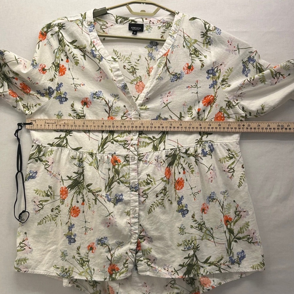 Jones And Co Linen Popover‎ Top Cream 1X - Picture 10 of 12